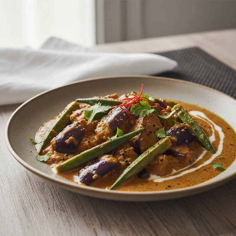 Aubergine And Okra Curry