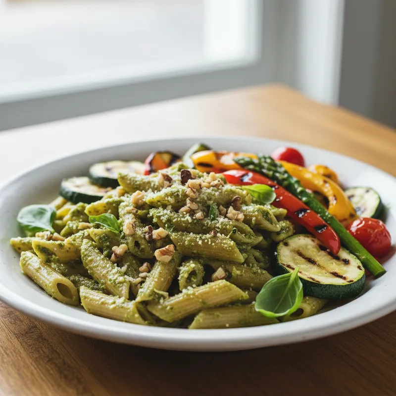 Basil Pesto Pasta With Grilled Vegetables