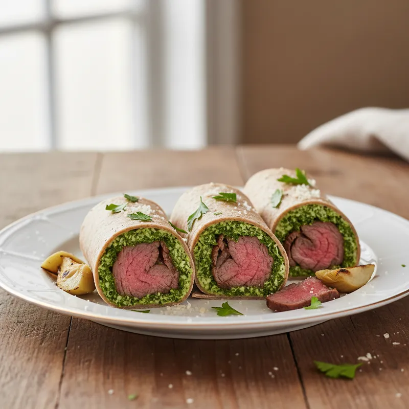Beef, Artichoke And Rocket Pesto Wraps