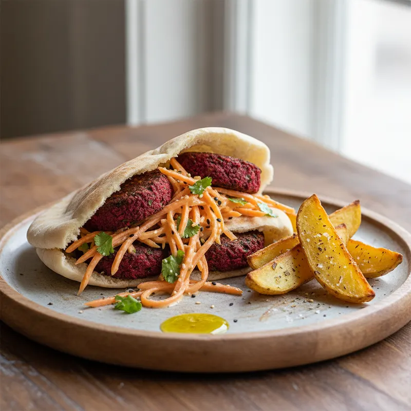 Beetroot Falafel Pita With Carrot Slaw