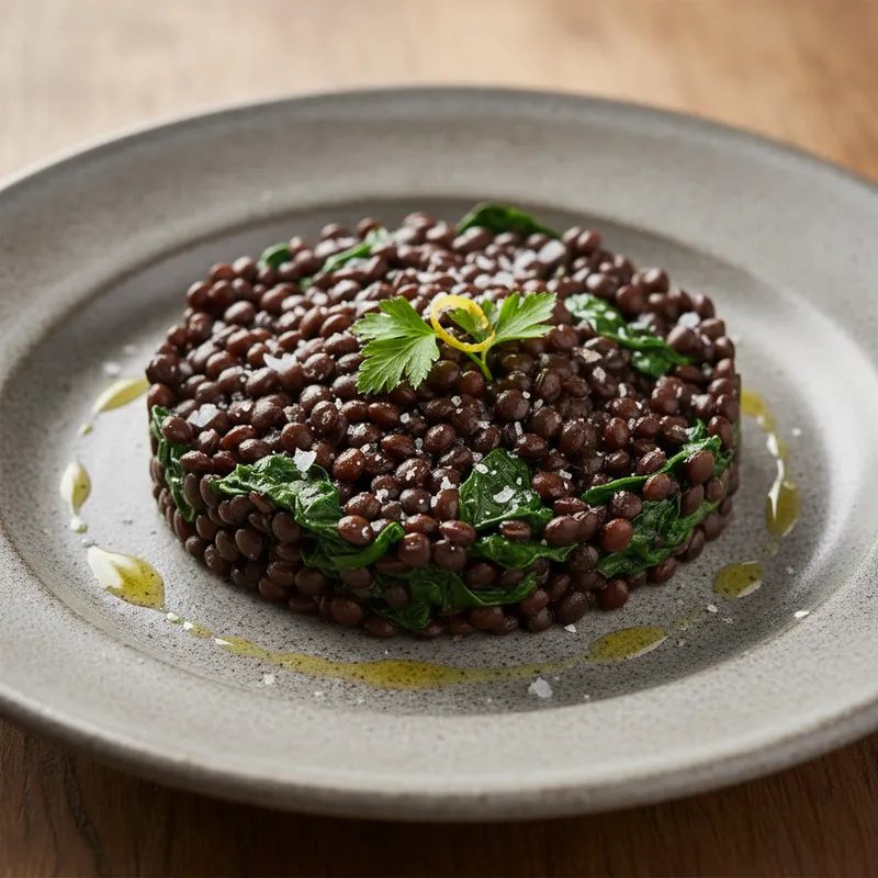 Black Lentils With Spinach