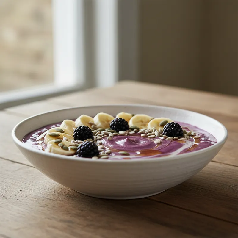 Blackberry And Banana Smoothie Bowls