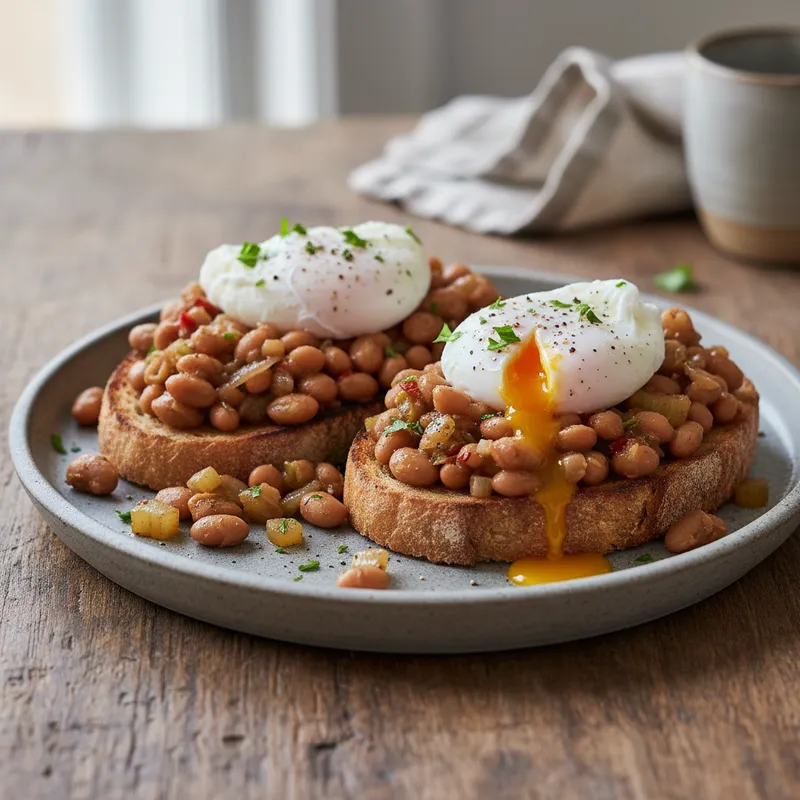 Braised Cowpeas And Poached Egg On Toast