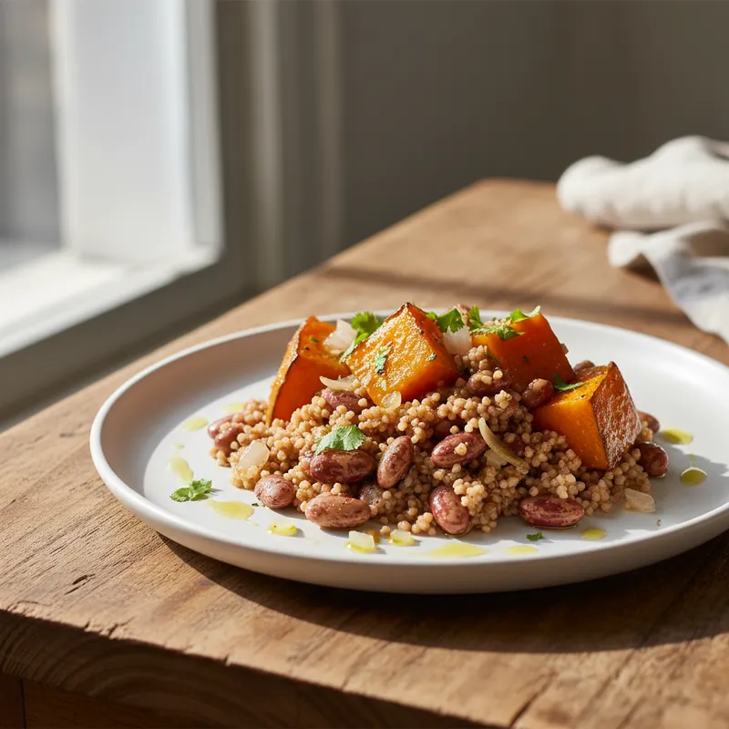 Braised Pumpkin With Brown Cous Cous