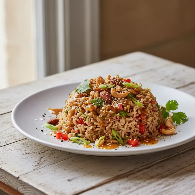 Brown Rice Salad With Sesame Dressing And Roasted Nuts