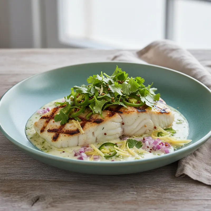Chargrilled Coriander Fish With Green Chilli And Coconut