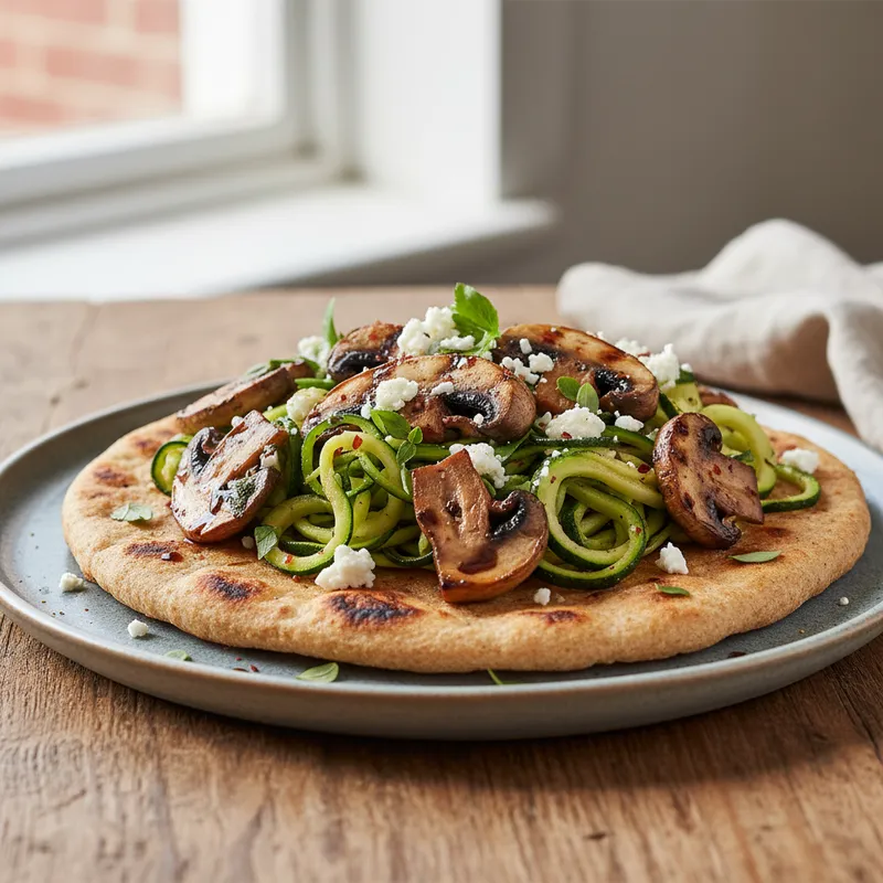 Chargrilled Mushrooms And Courgetti Flatbread