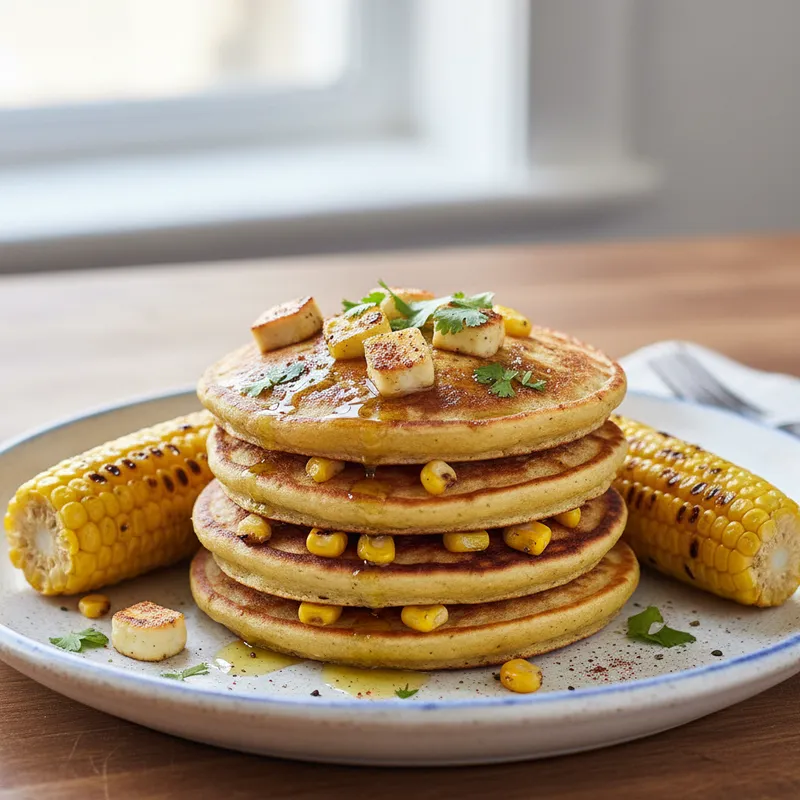 Charred Corn And Halloumi Pancakes
