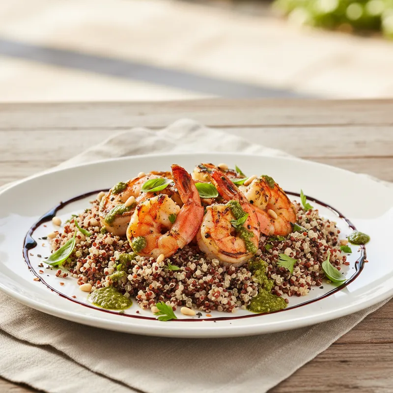 Charred Shrimp With Pesto And Quinoa