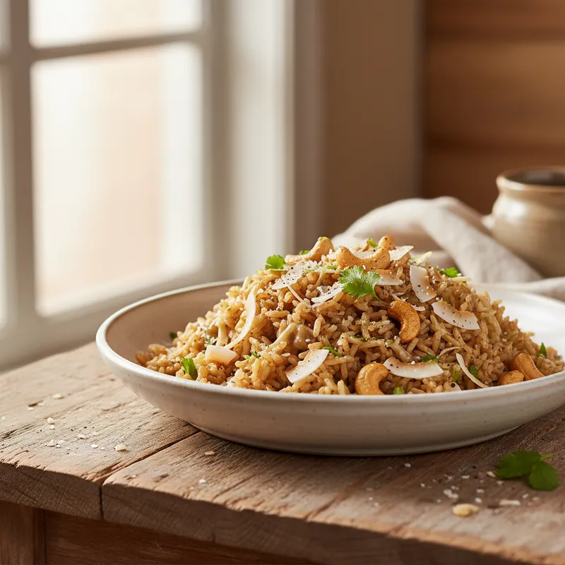 Coconut And Cashew Nut Pilaf