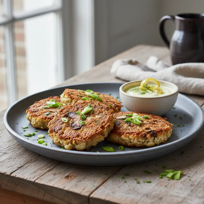 Crispy Mushroom Patties With Lemon Dip