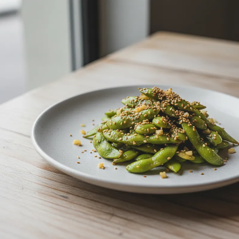 Edamame With Ginger, Garlic And Sesame