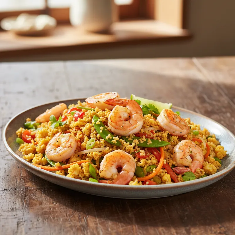 Egg-Fried Cauliflower Rice And Prawns