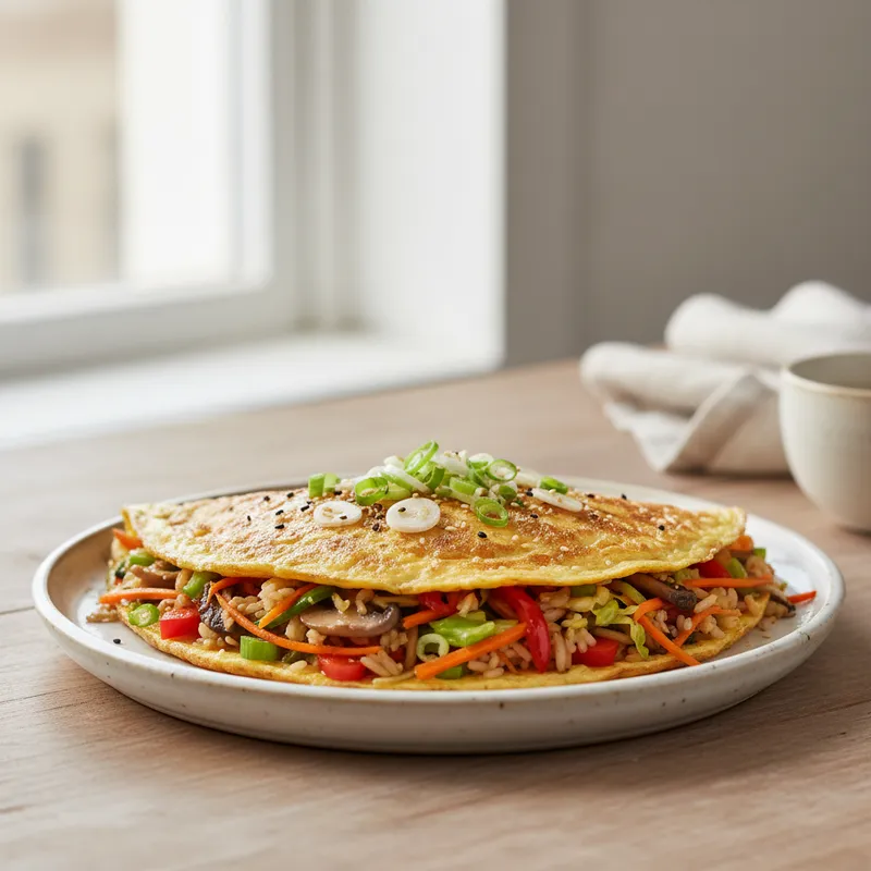 Folded Asian Style Veggie Rice Omelette