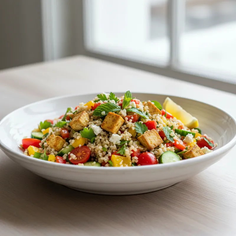 Fresh Bulgar Salad With Vegetables And Tofu
