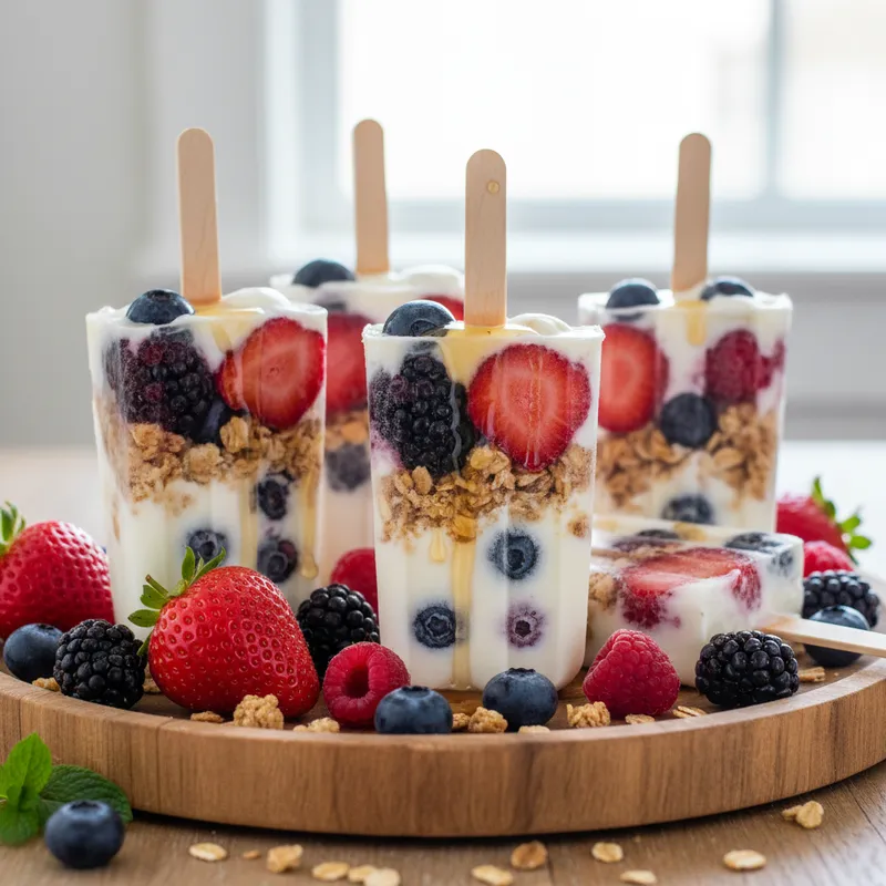 Granola And Yoghurt Breakfast Popsicles