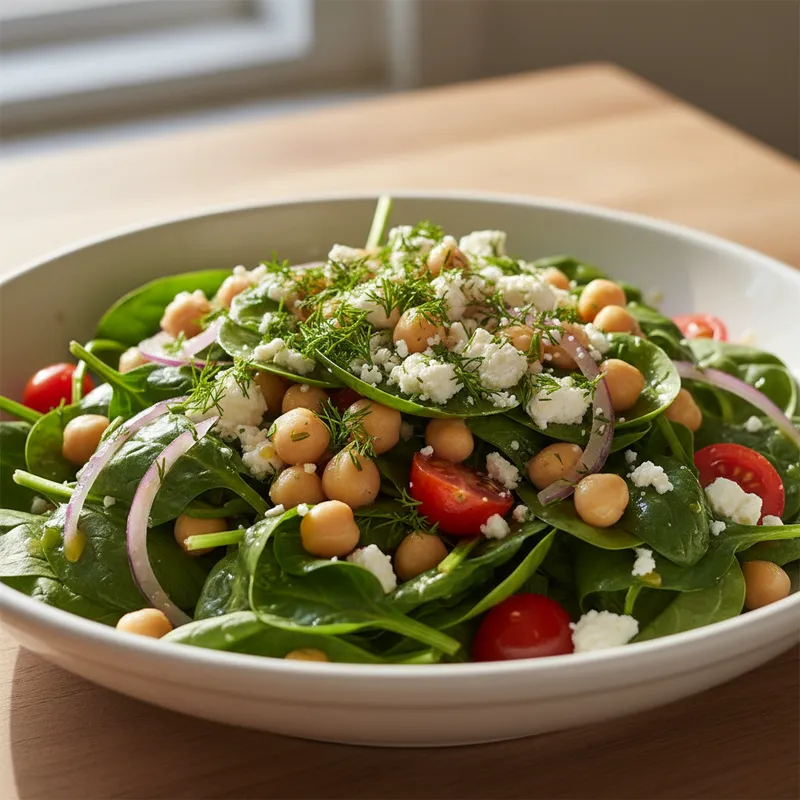Greek Baby Spinach And Chickpea Salad