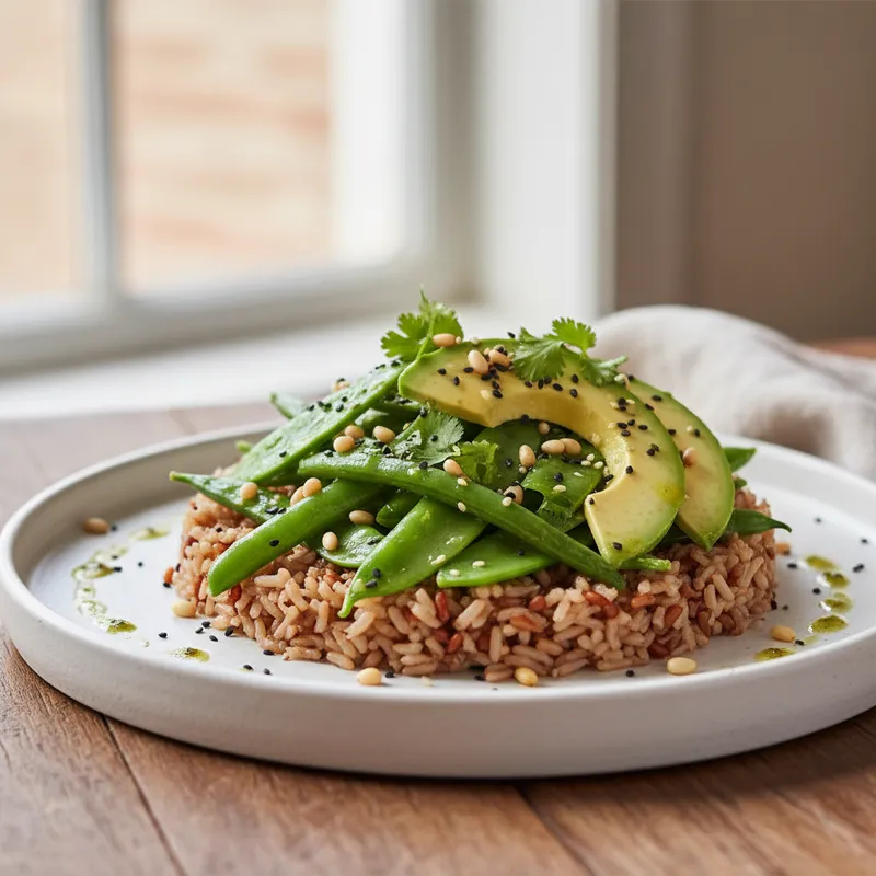 Green Bean, Snow Pea, Rice And Avocado Salad