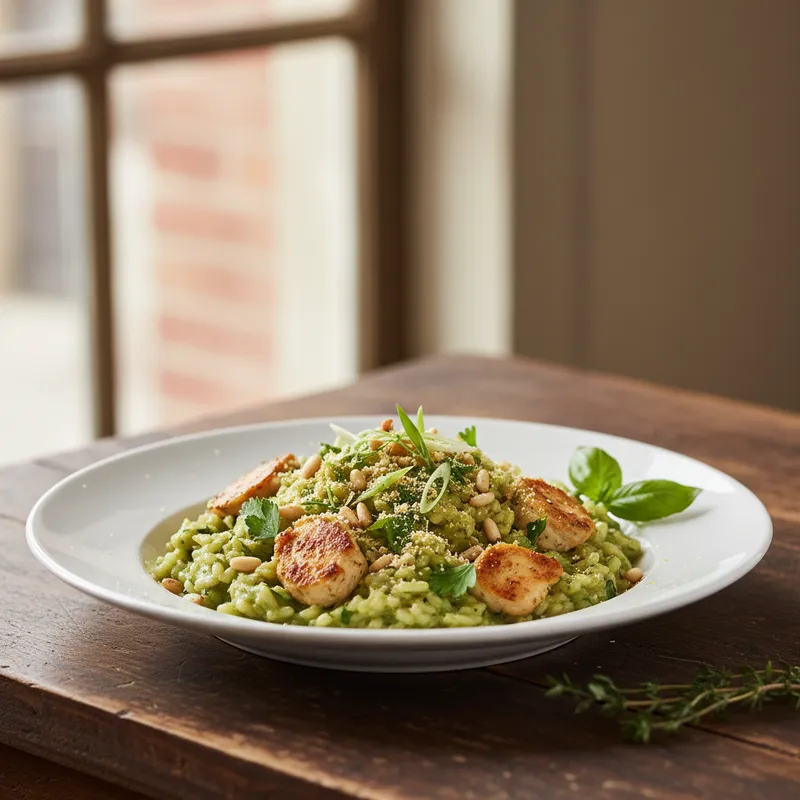 Green Vegan Chicken Risotto
