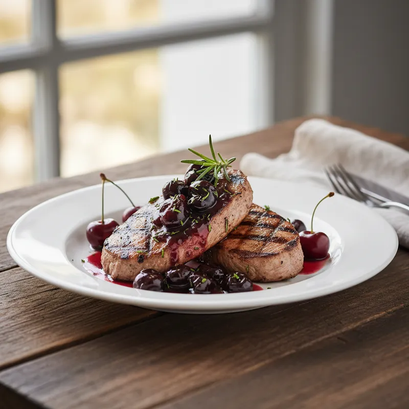 Grilled Ostrich With Cherry Sauce