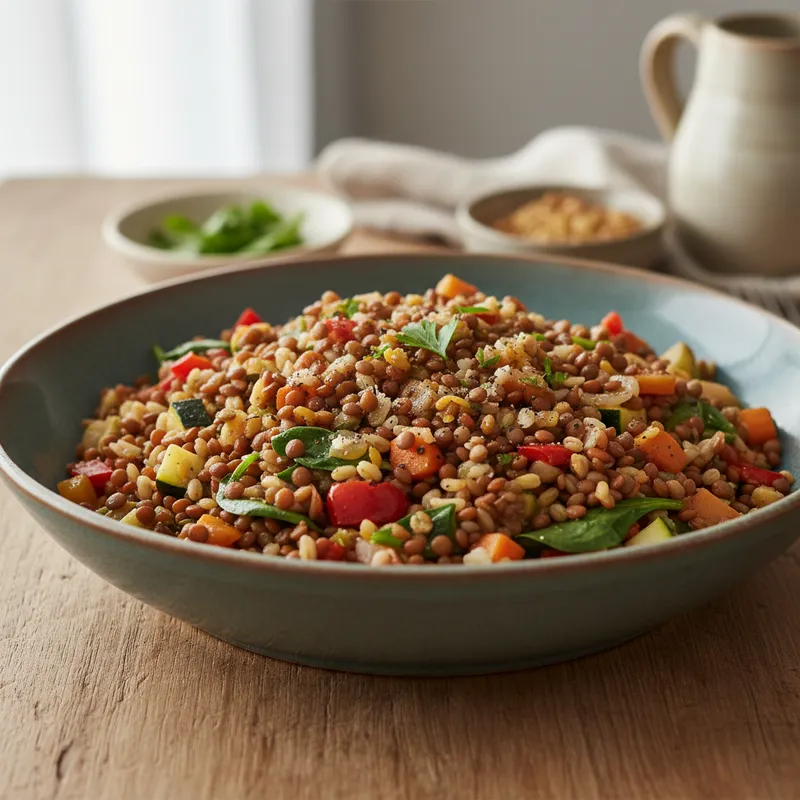 Hearty Lentil, Barley And Veggie Bowl