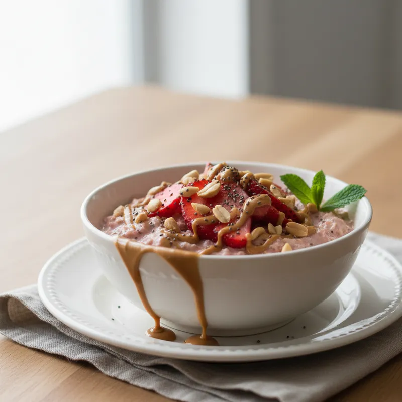 High-Protein Strawberry & Peanut Butter Overnight Oats
