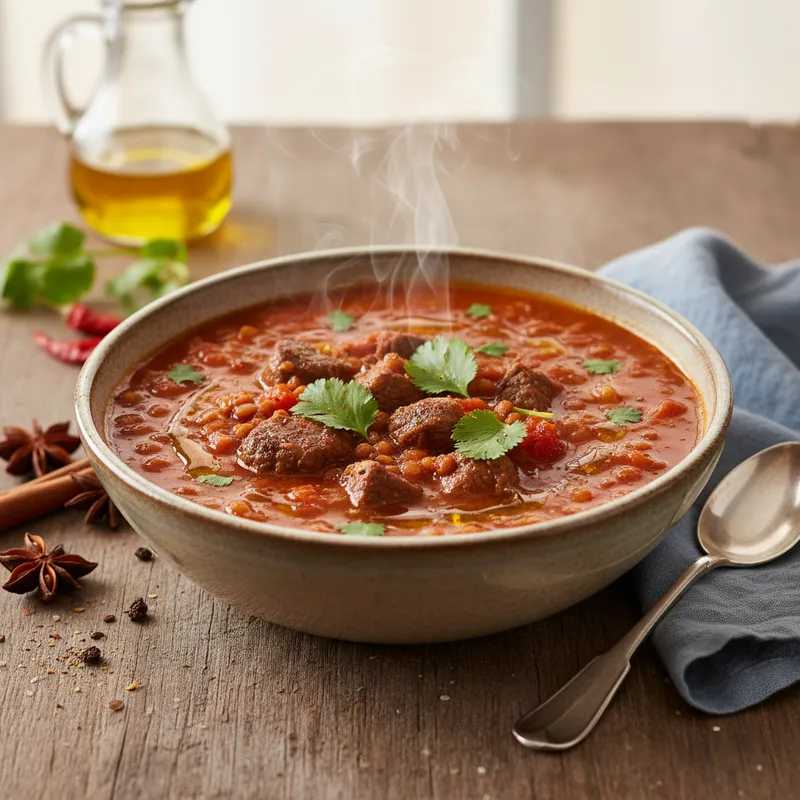 Moroccan Tomato, Lentil & Beef Soup