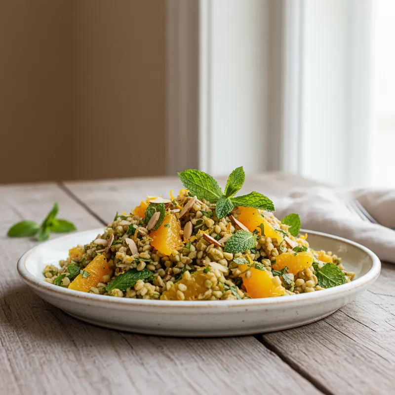 Orange Mint Freekeh Salad