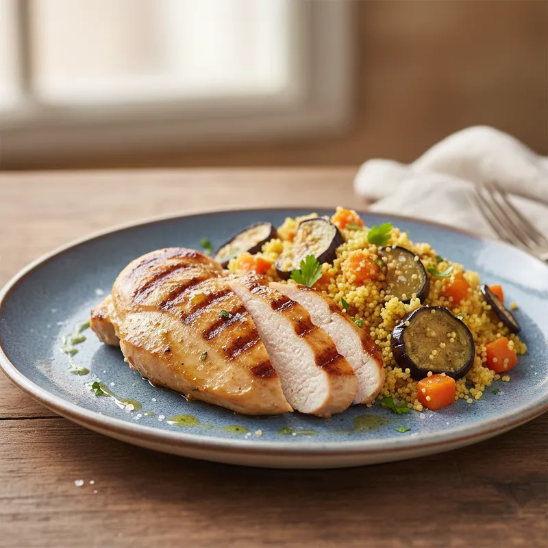 Pan Grilled Chicken Breast And Savoury Couscous