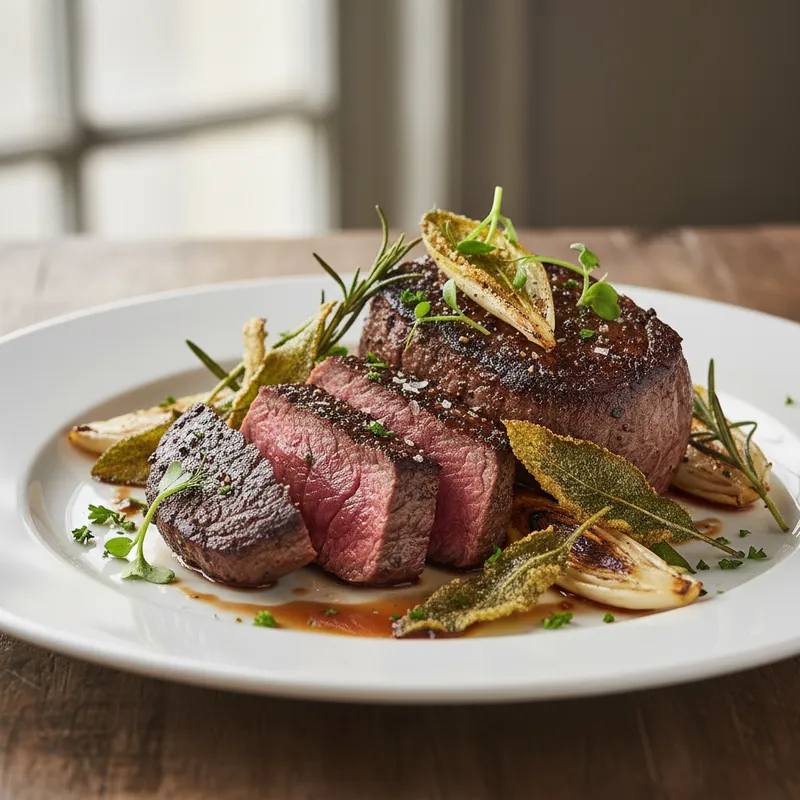 Pan-Seared Steak With Crispy Herbs & Endives