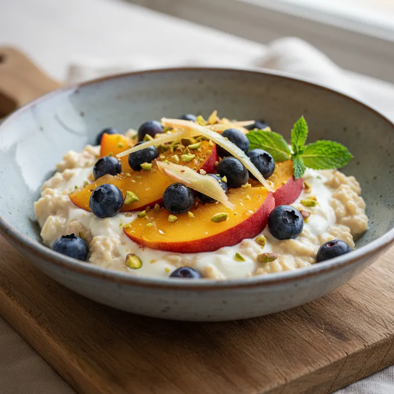 Peach Ginger And Blueberry Oats