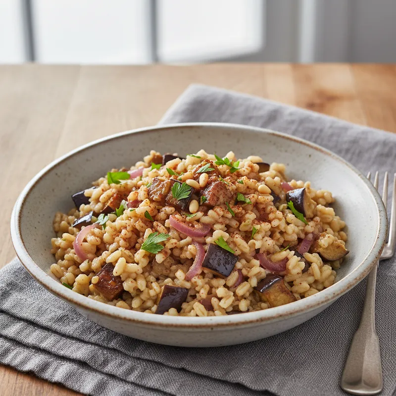 Pearl Barley And Smoky Aubergine Risotto