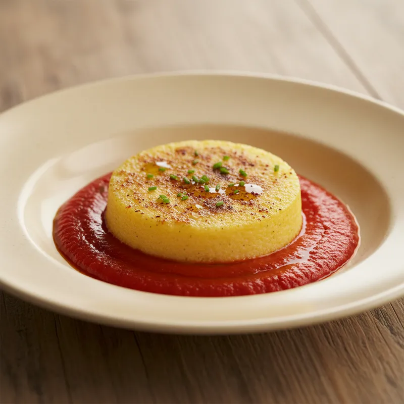 Polenta With Red Pepper Coulis