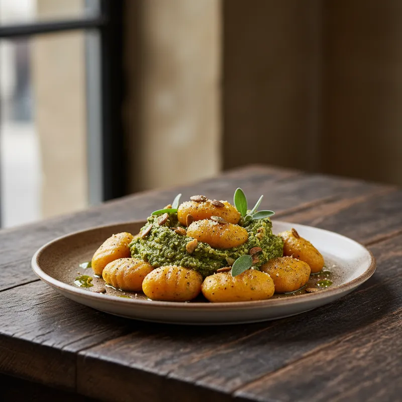 Pumpkin Gnocchi With Almond Pesto