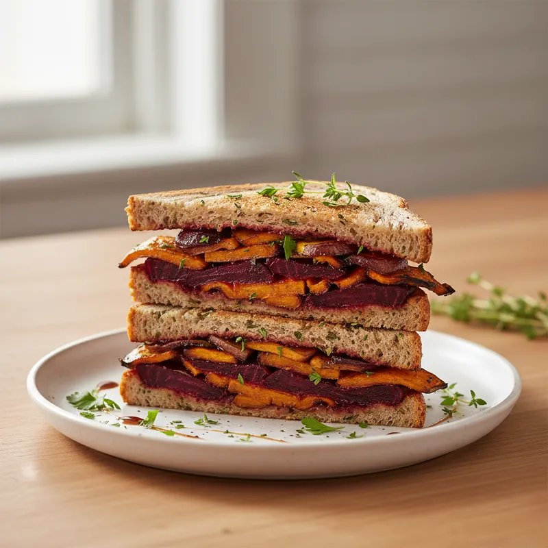 Roasted Beet And Sweet Potato Sandwiches