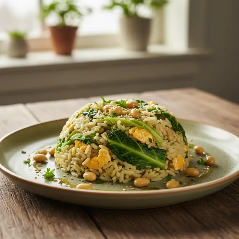 Savoy Cabbage And Soy Bean Rice