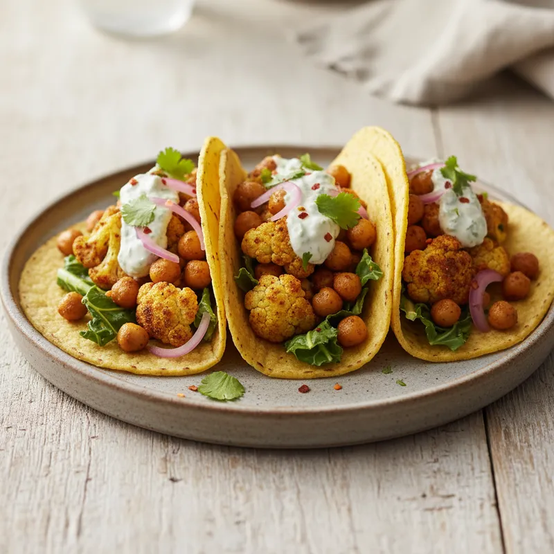 Spiced Cauliflower And Chickpea Tacos