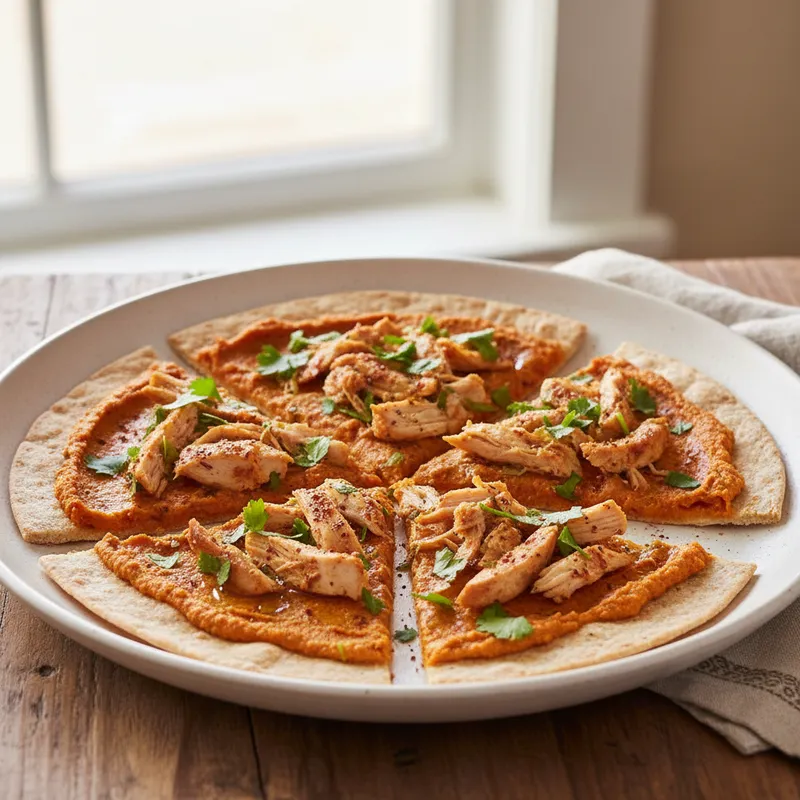 Spiced Hummus And Chicken Pizza