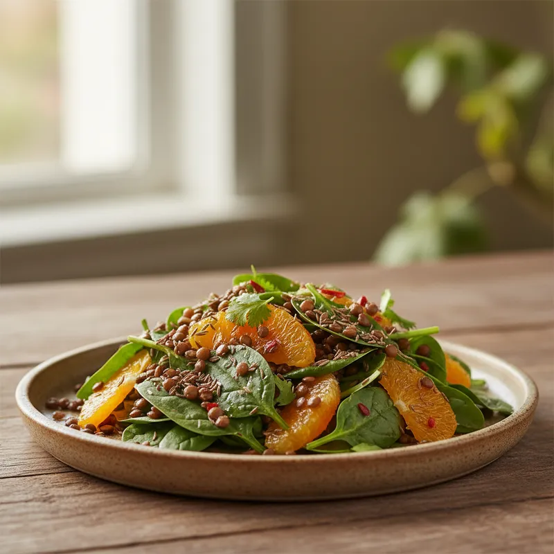 Spiced Lentil And Spinach Salad