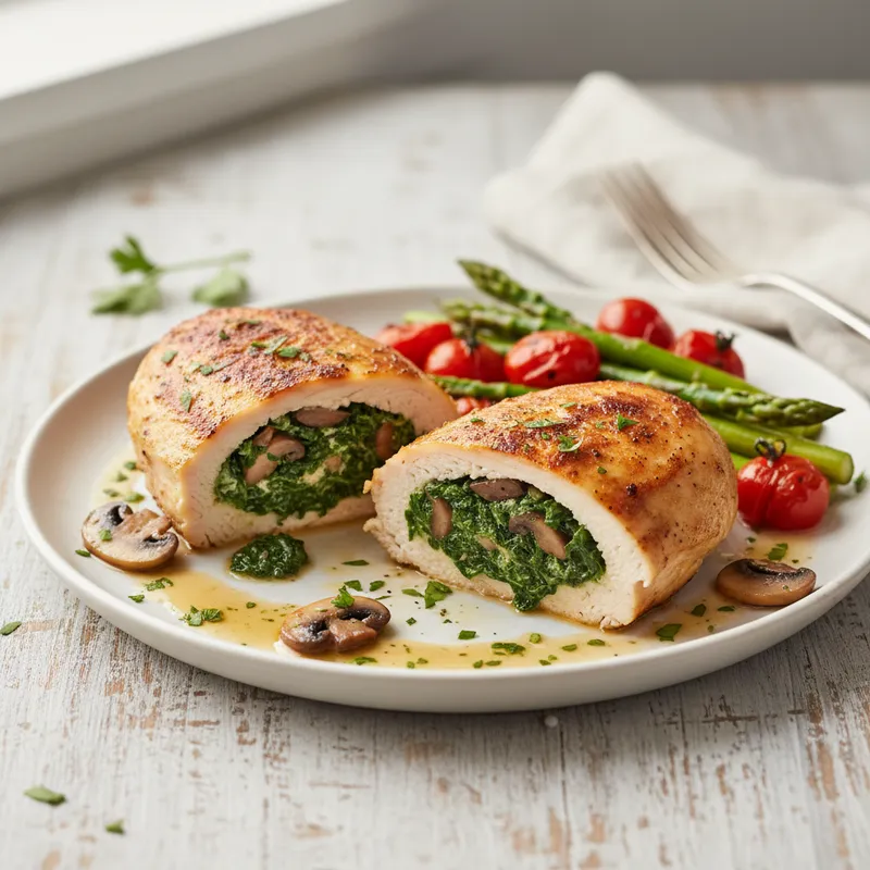 Spinach And Mushroom Stuffed Chicken