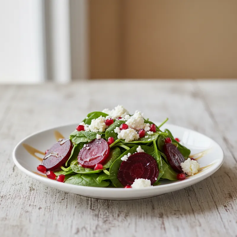 Spinach Beetroot And Pomegranate Salad