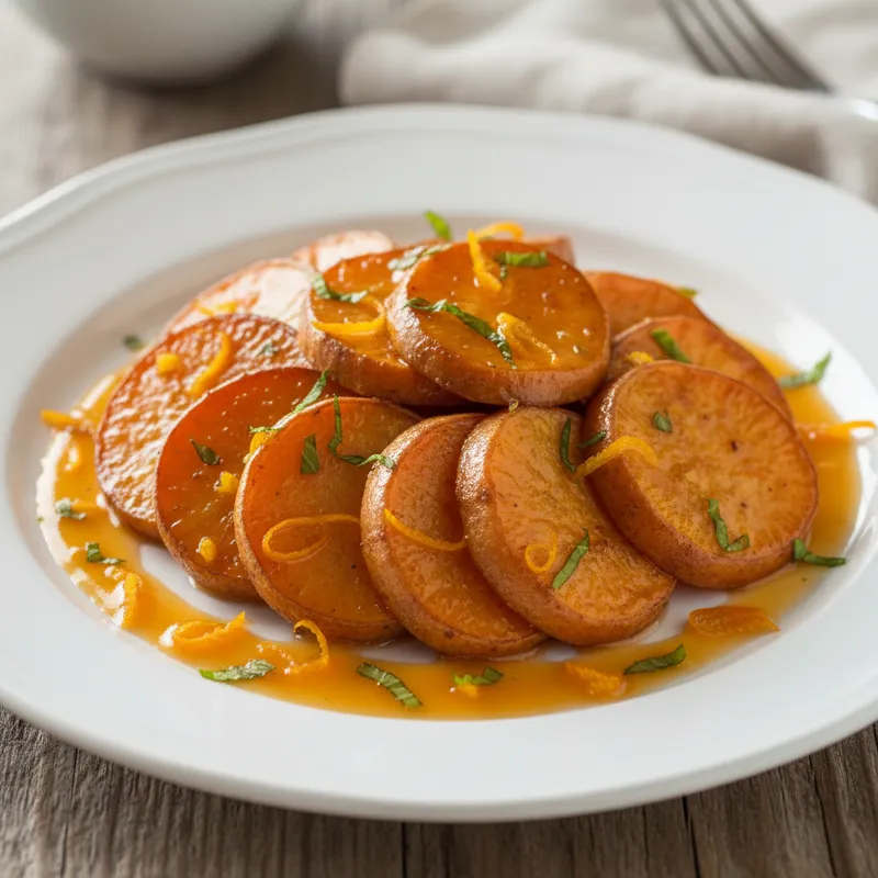 Sweet Potato Rounds And Orange Reduction