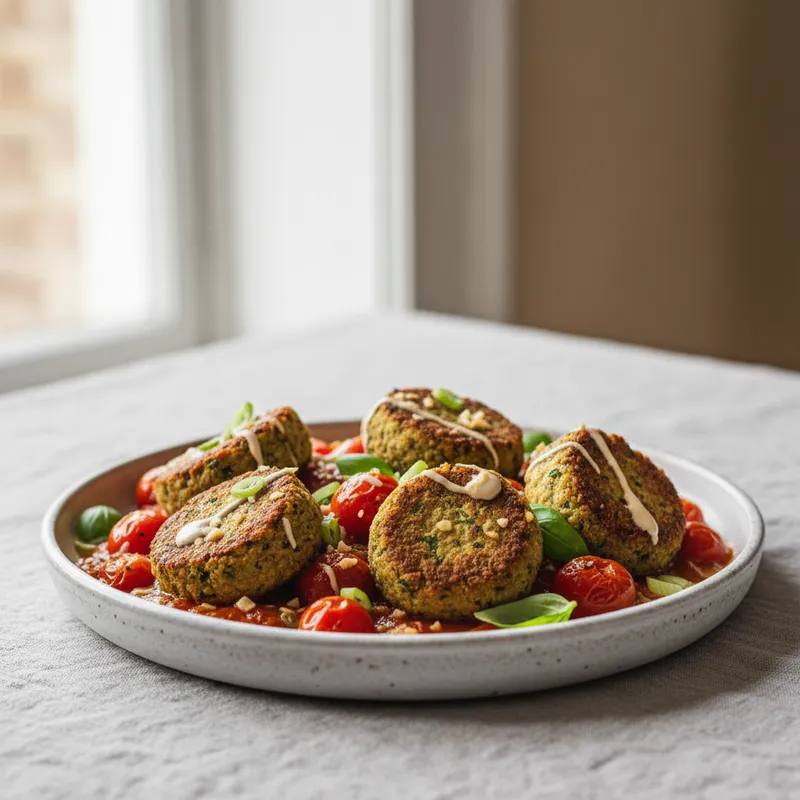 Tomato Falafel Traybake