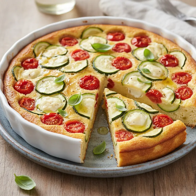 Tomato, Zucchini, Goat Cheese And Basil Clafoutis