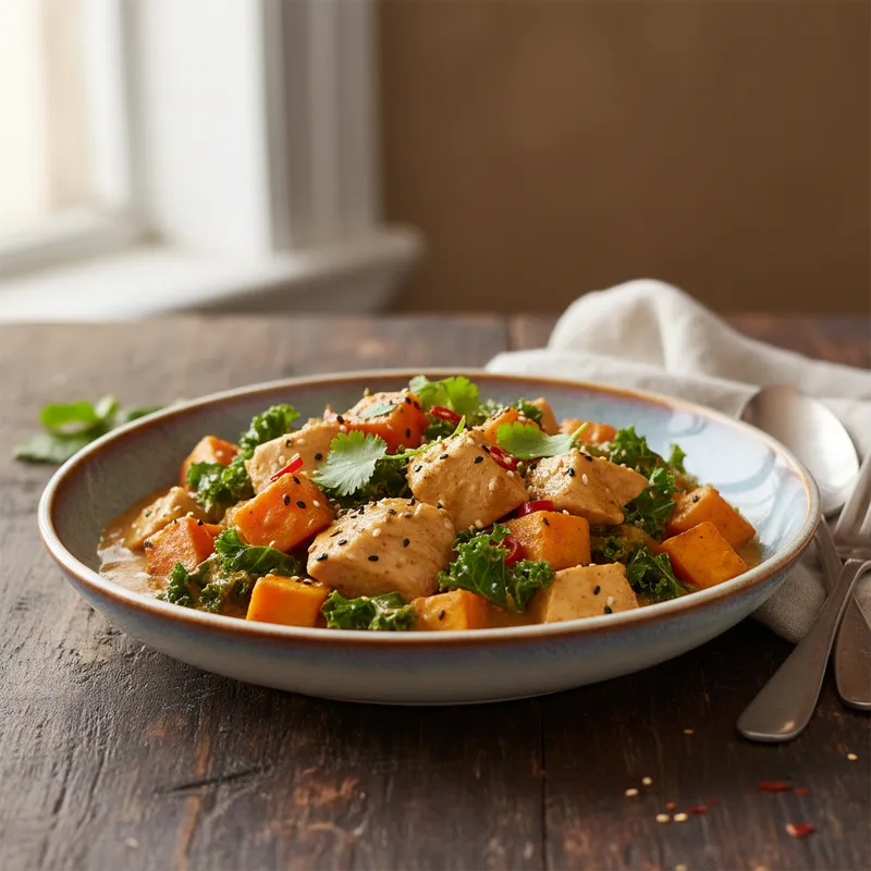 Turkey Curry With Sweet Potatoes And Kale