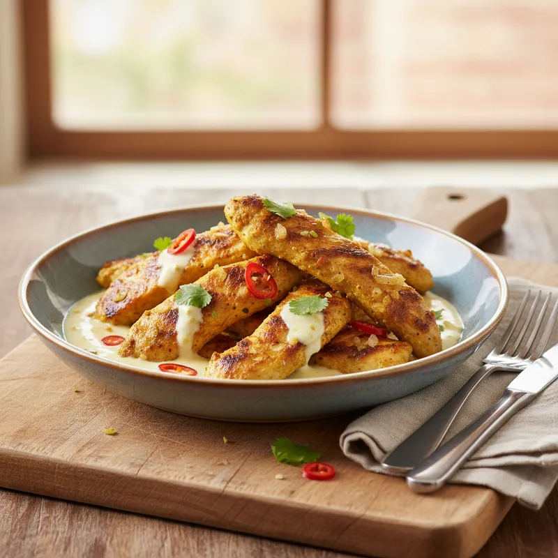 Yoghurt-Curry Marinated Chicken Strips
