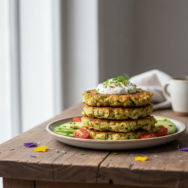 Zucchini, Oatmeal And Chickpea Fritters